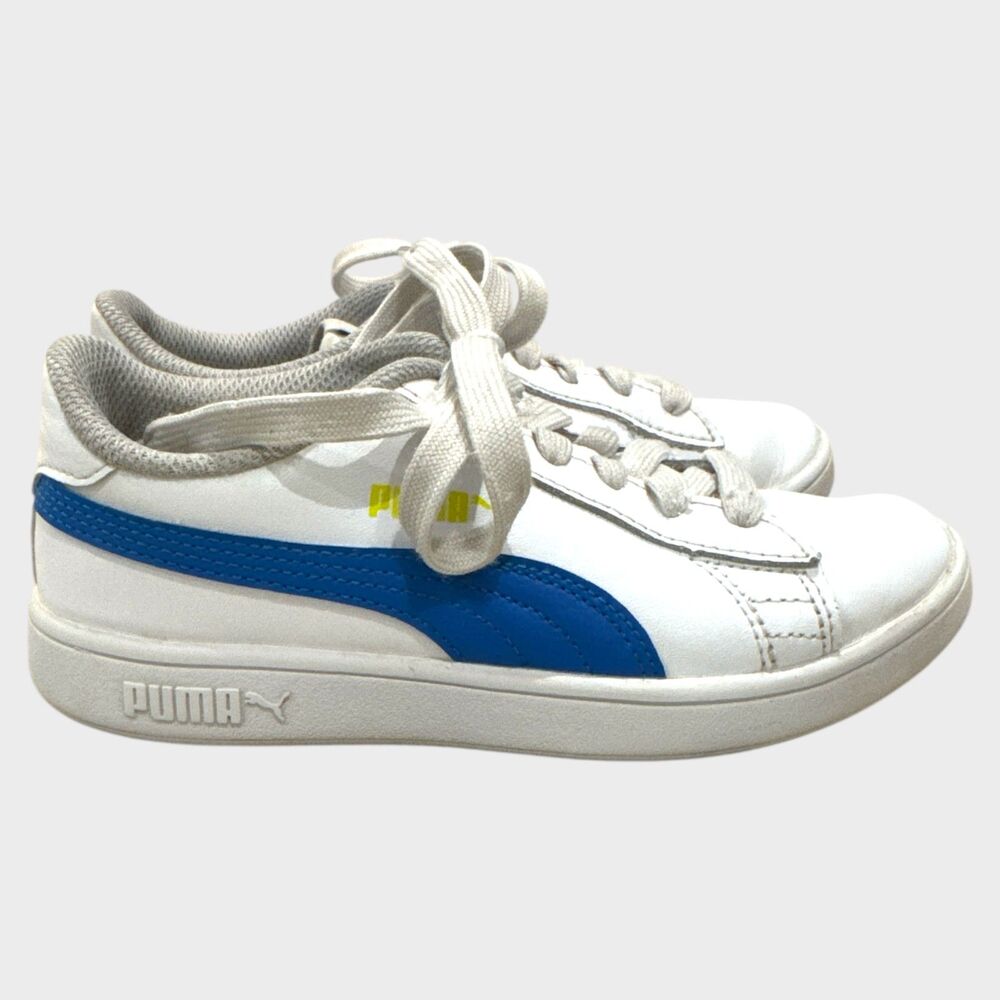 Puma Smash v2 Sneakers Kids Size 1.5C (White/Blue)-GUC